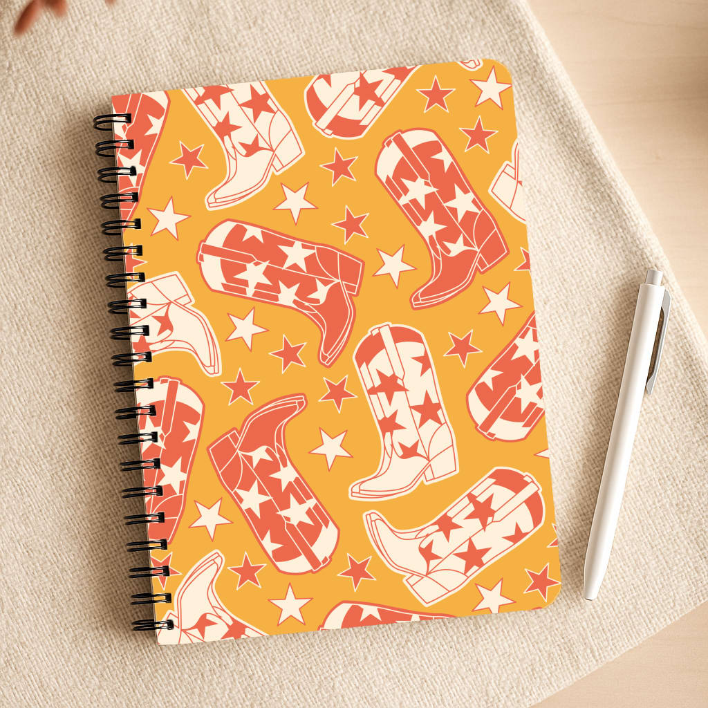 Cartoon Cowboy Boots And Stars Pattern Notepad