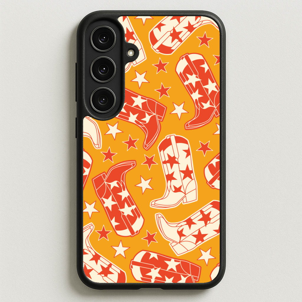 Cartoon Cowboy Boots And Stars Pattern Phone Case for Galaxy S25FE