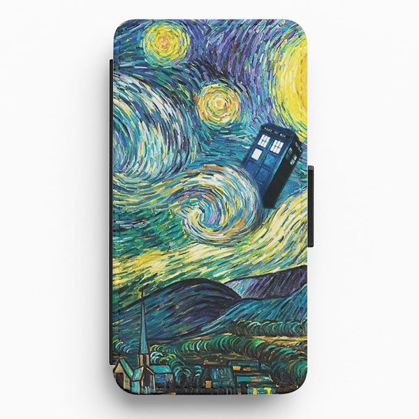 Starry Night Tardis Flip / Wallet Phone Case