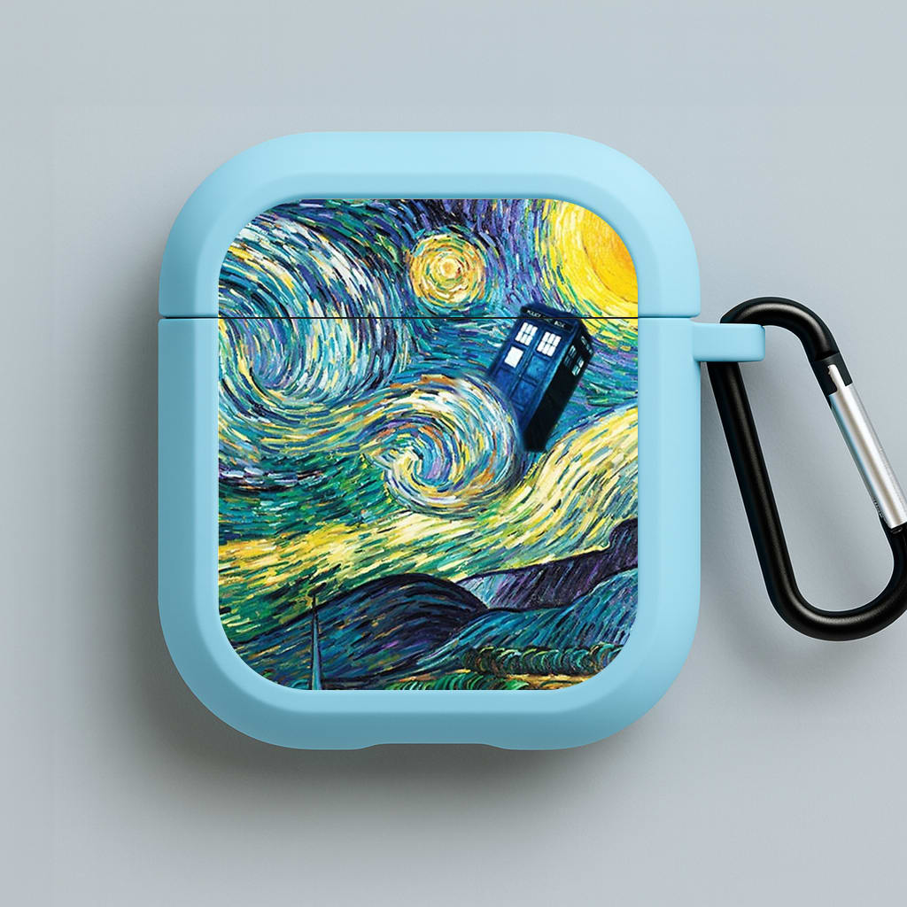 Starry Night Tardis Blue AirPods Case