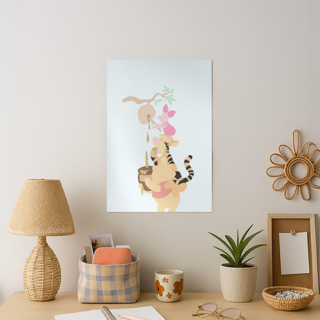 Bouncing Tiger , Piglet , Yellow Bear Art Print