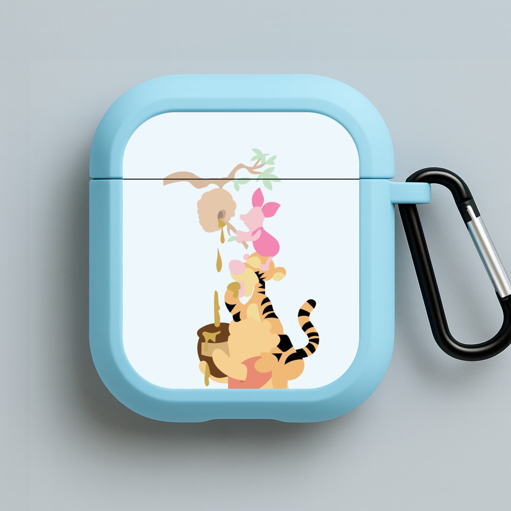 Bouncing Tiger , Piglet , Yellow Bear Blue AirPods Case