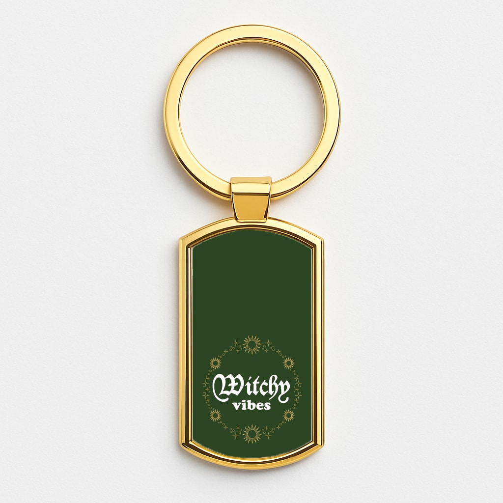 Witchy Vibes Green Gold Keyring