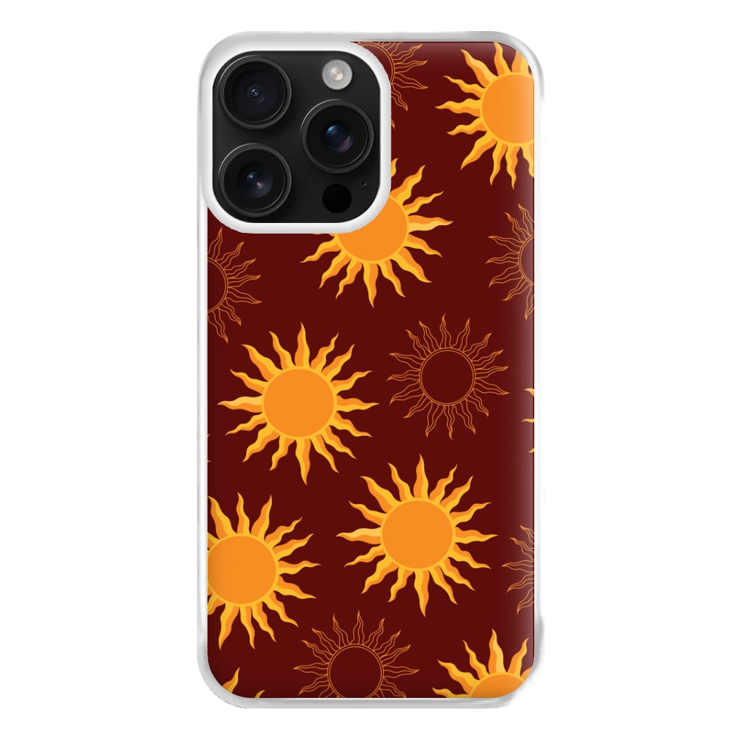 Vintage Sun Pattern Phone Case for iPhone 16 Pro Max