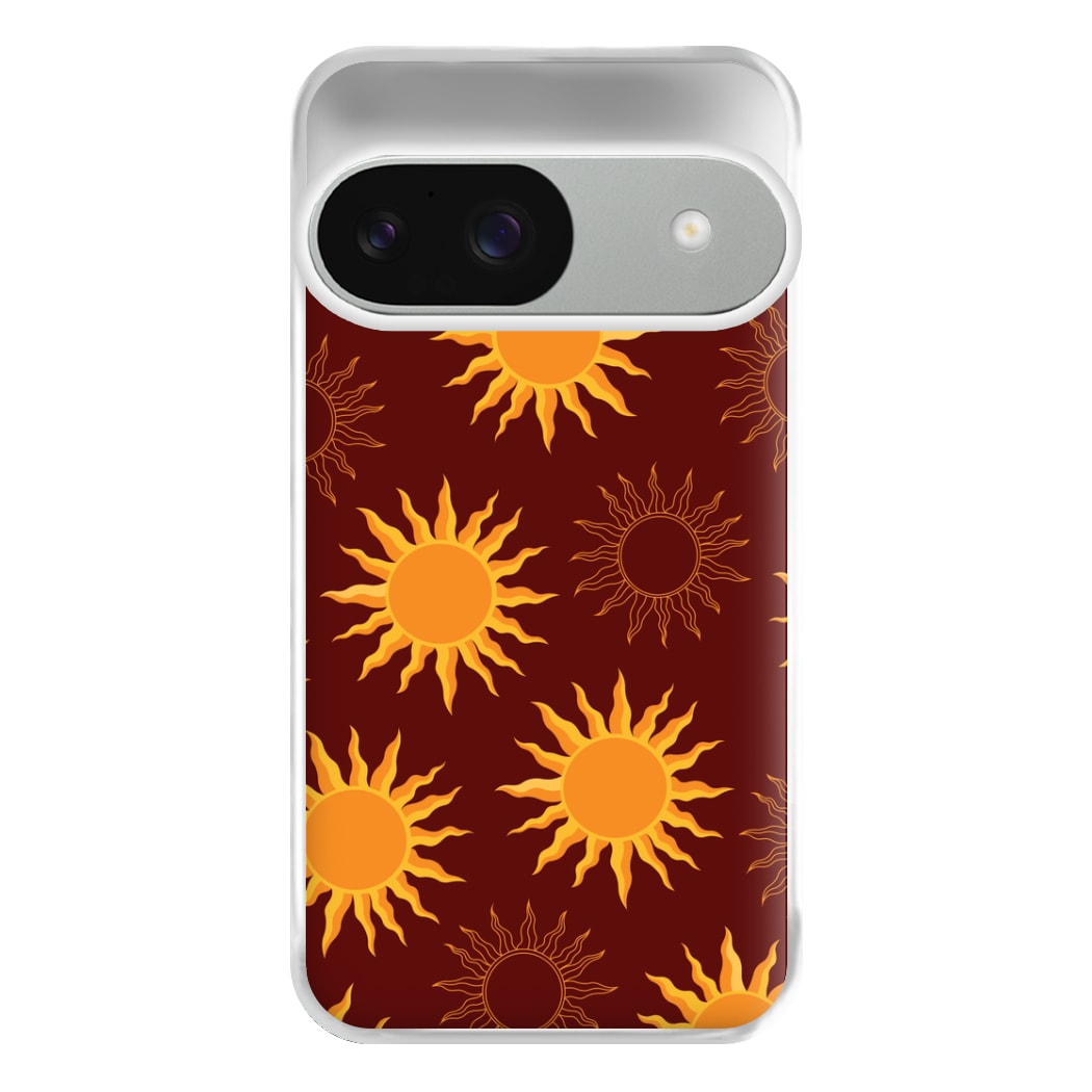 Vintage Sun Pattern Phone Case for Google Pixel 9 / 9 Pro