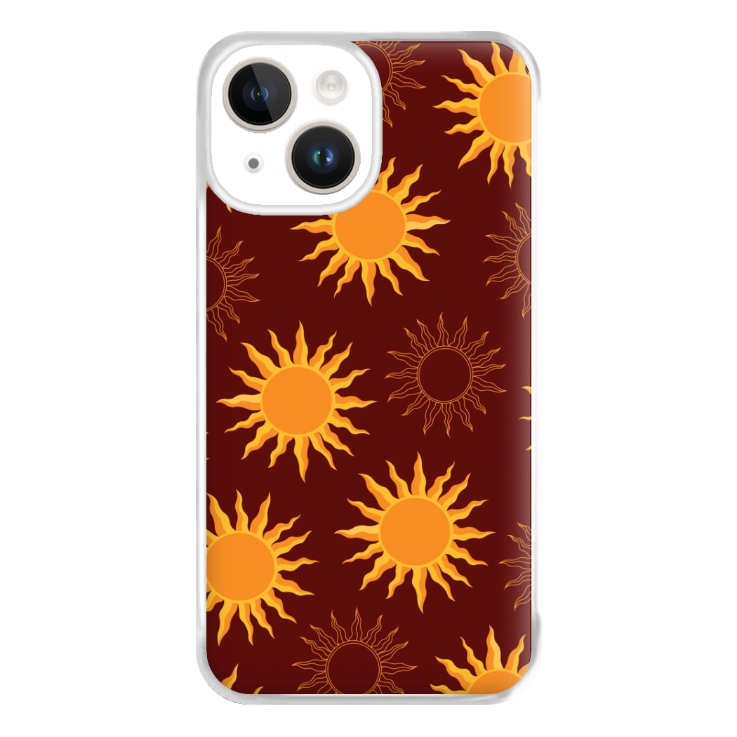 Vintage Sun Pattern Phone Case for iPhone 14