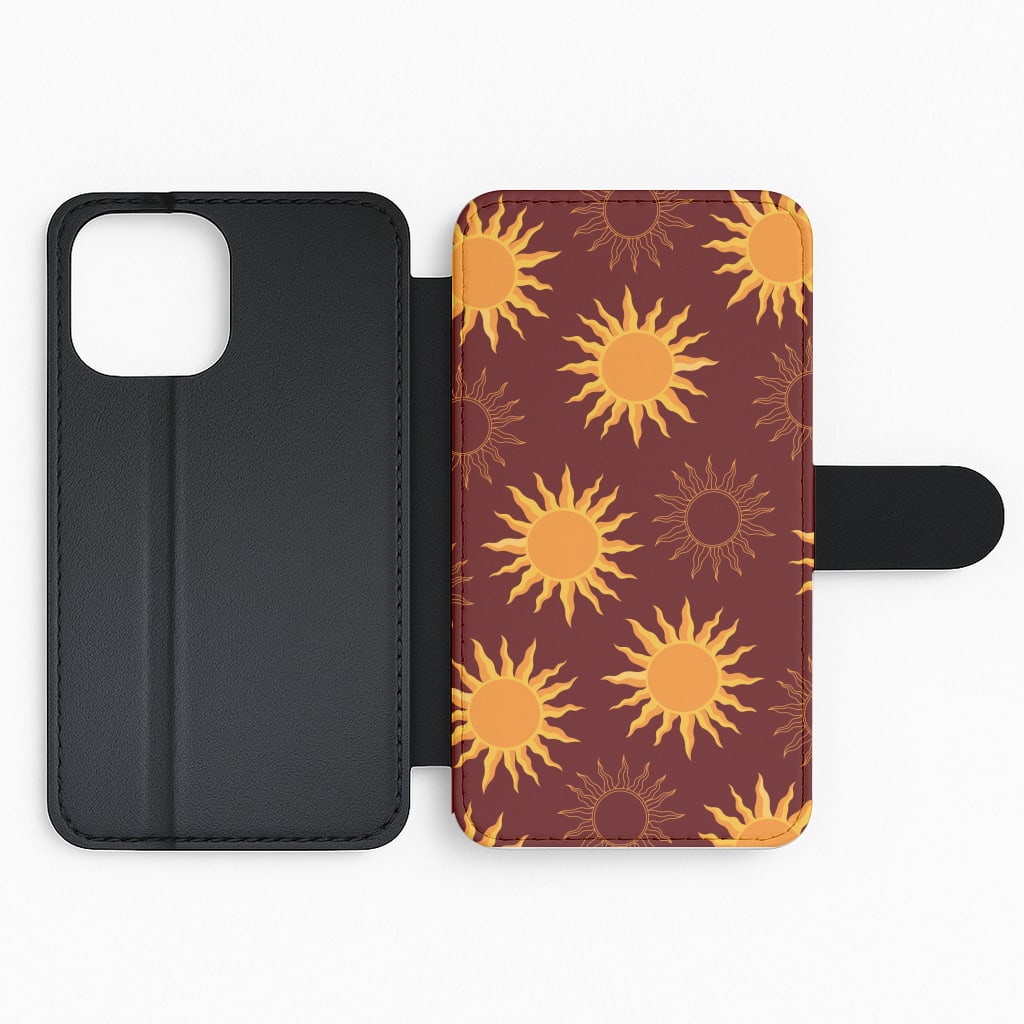 Vintage Sun Pattern Flip Phone Case