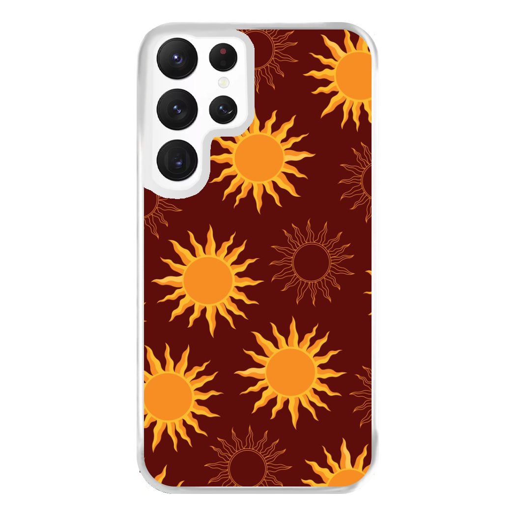 Vintage Sun Pattern Phone Case for Galaxy S22 Ultra