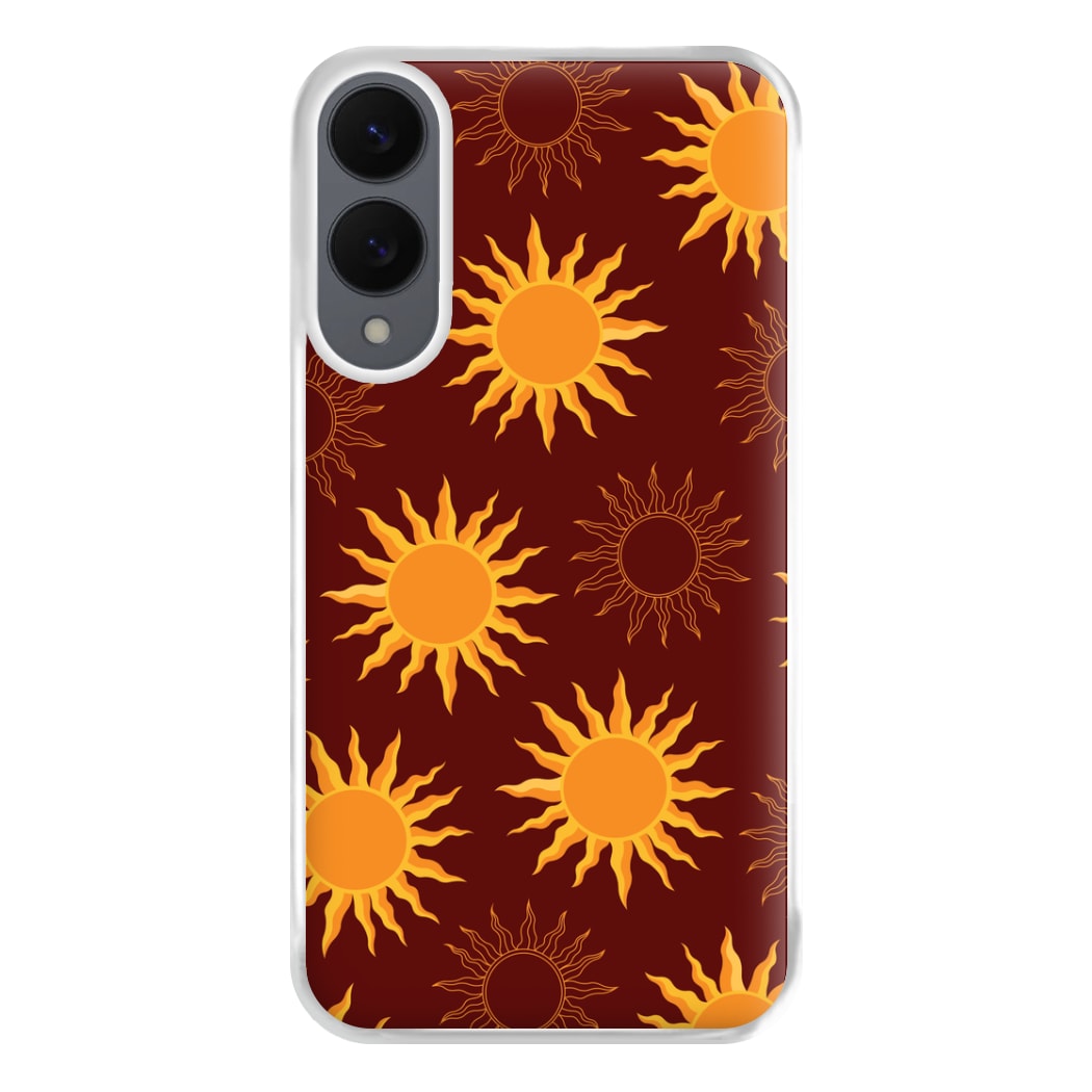 Vintage Sun Pattern Phone Case for Galaxy S25 Edge