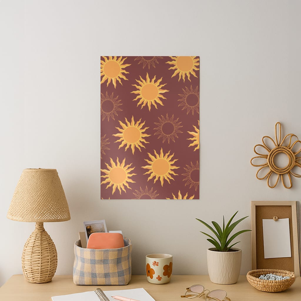 Vintage Sun Pattern Art Print