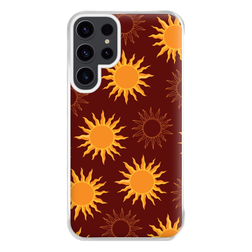 Vintage Sun Pattern Phone Case for Galaxy S23 Ultra