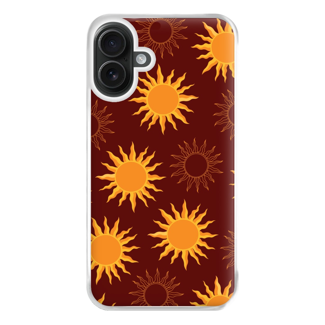 Vintage Sun Pattern Phone Case for iPhone 16 Plus