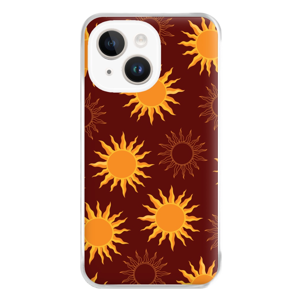 Vintage Sun Pattern Phone Case for iPhone 14 Plus