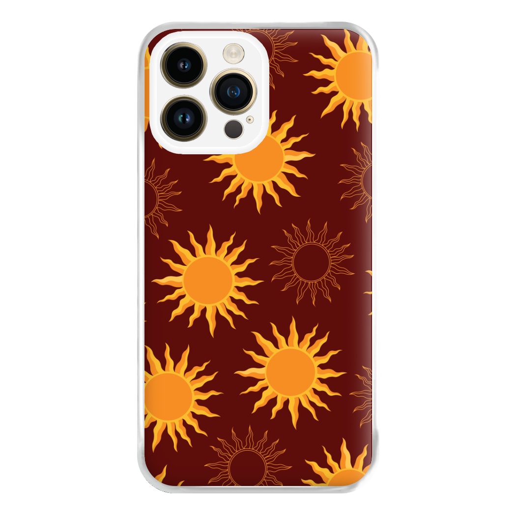 Vintage Sun Pattern Phone Case for iPhone 14 Pro Max