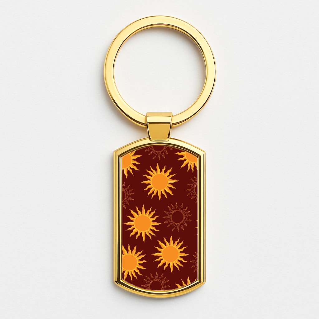 Vintage Sun Pattern Gold Keyring