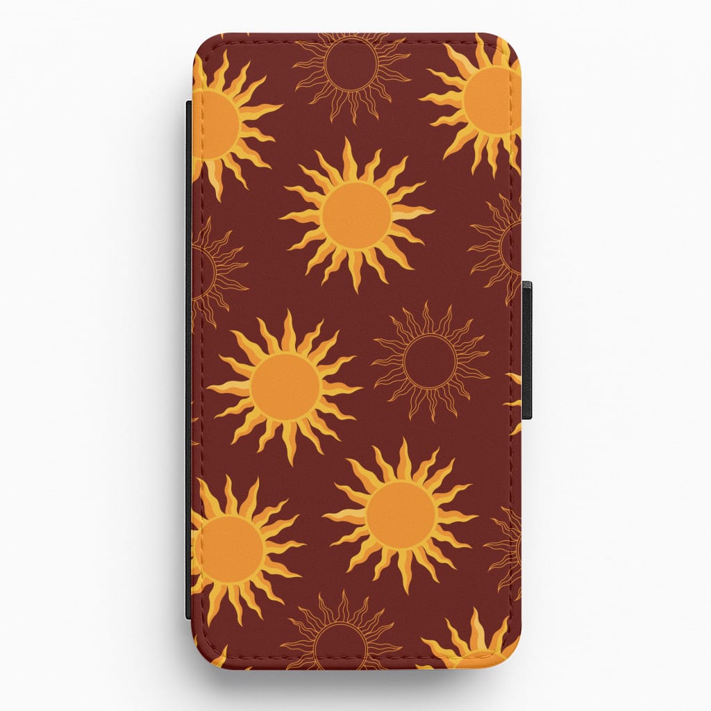 Vintage Sun Pattern Flip / Wallet Phone Case