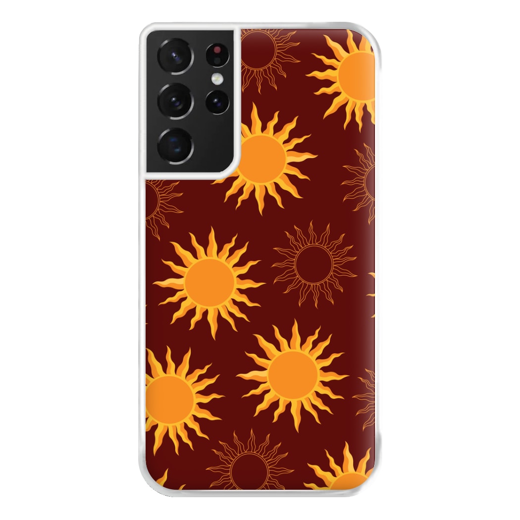 Vintage Sun Pattern Phone Case for Galaxy S21 Ultra