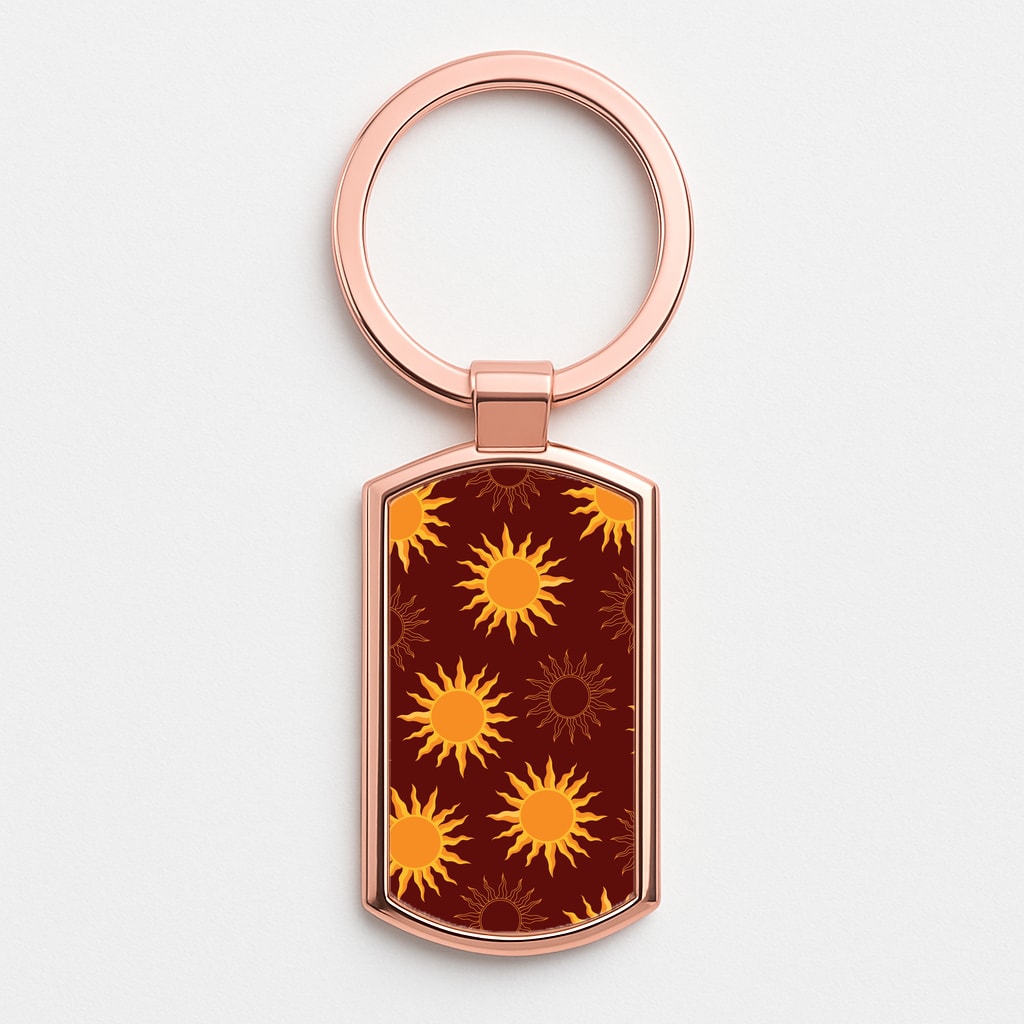 Vintage Sun Pattern Rose Gold Keyring