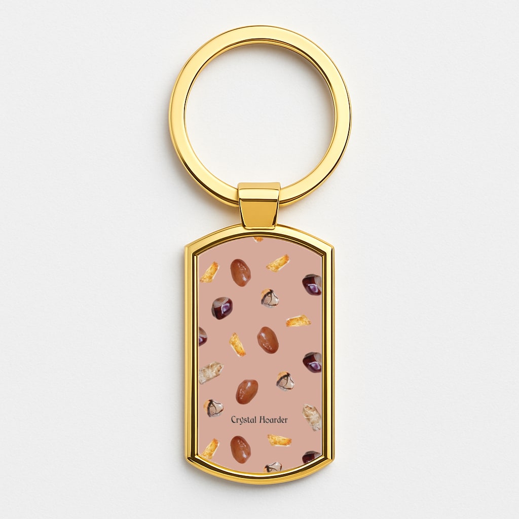 Crystal Hoarder Pattern Gold Keyring