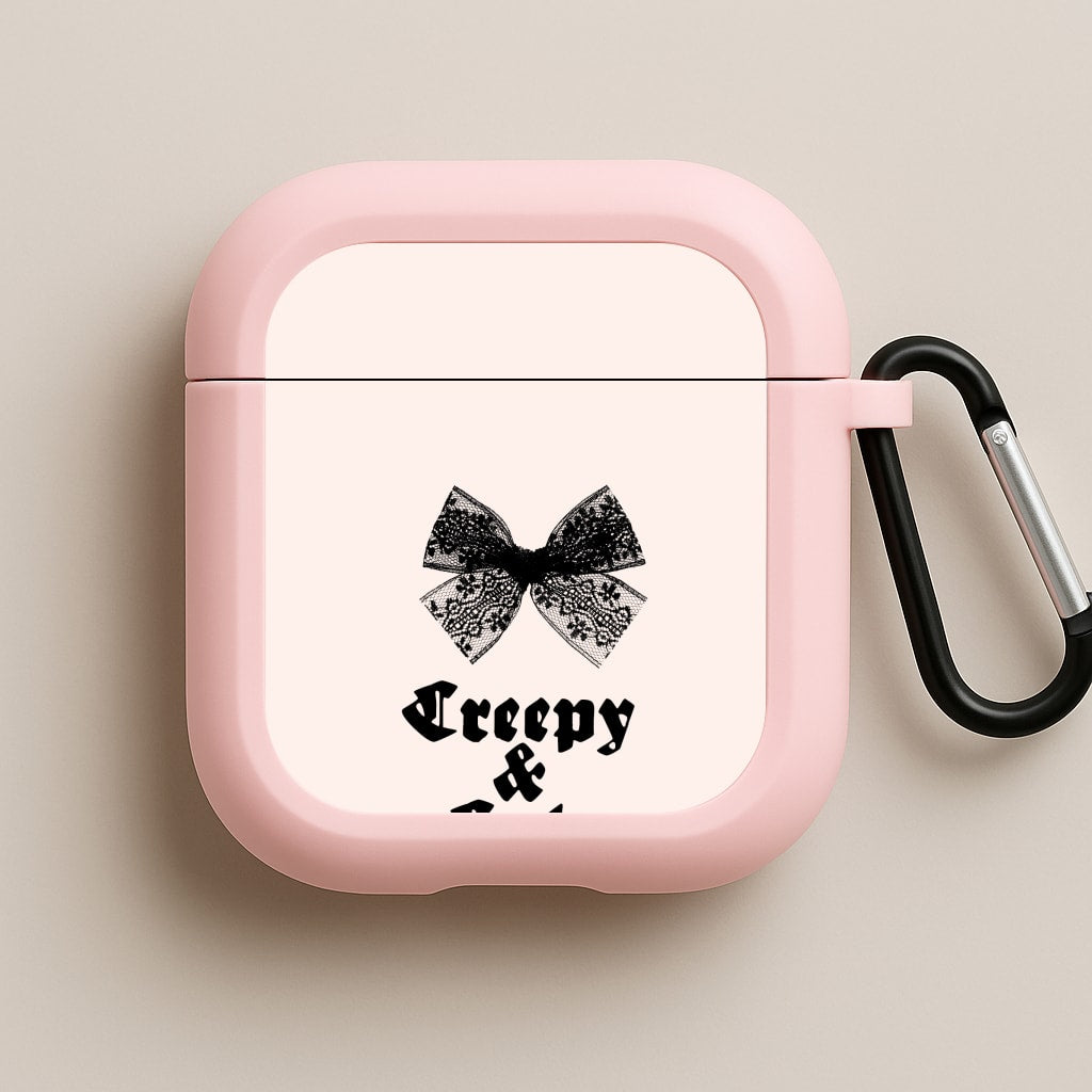Creepy And Cute Coquette Pink AirPods Case