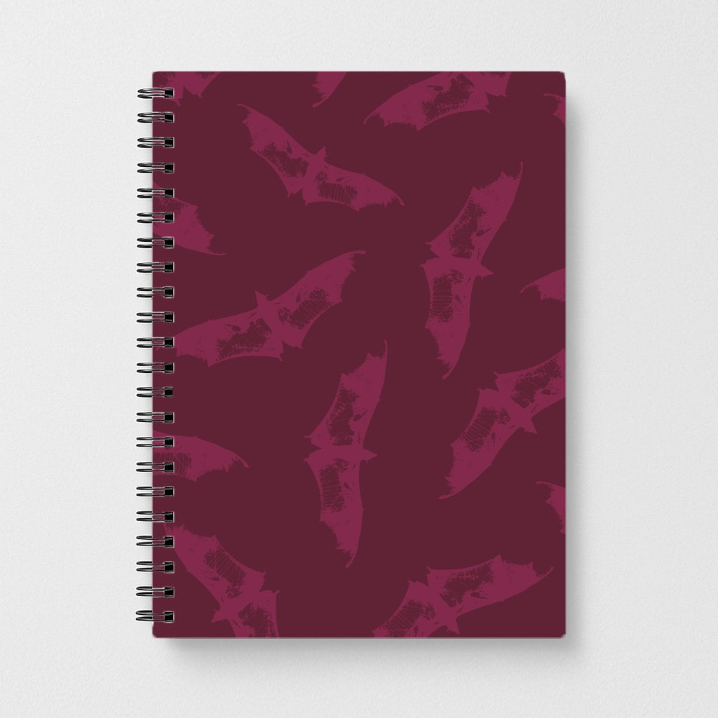 Dark Pink Bats Pattern Notebook