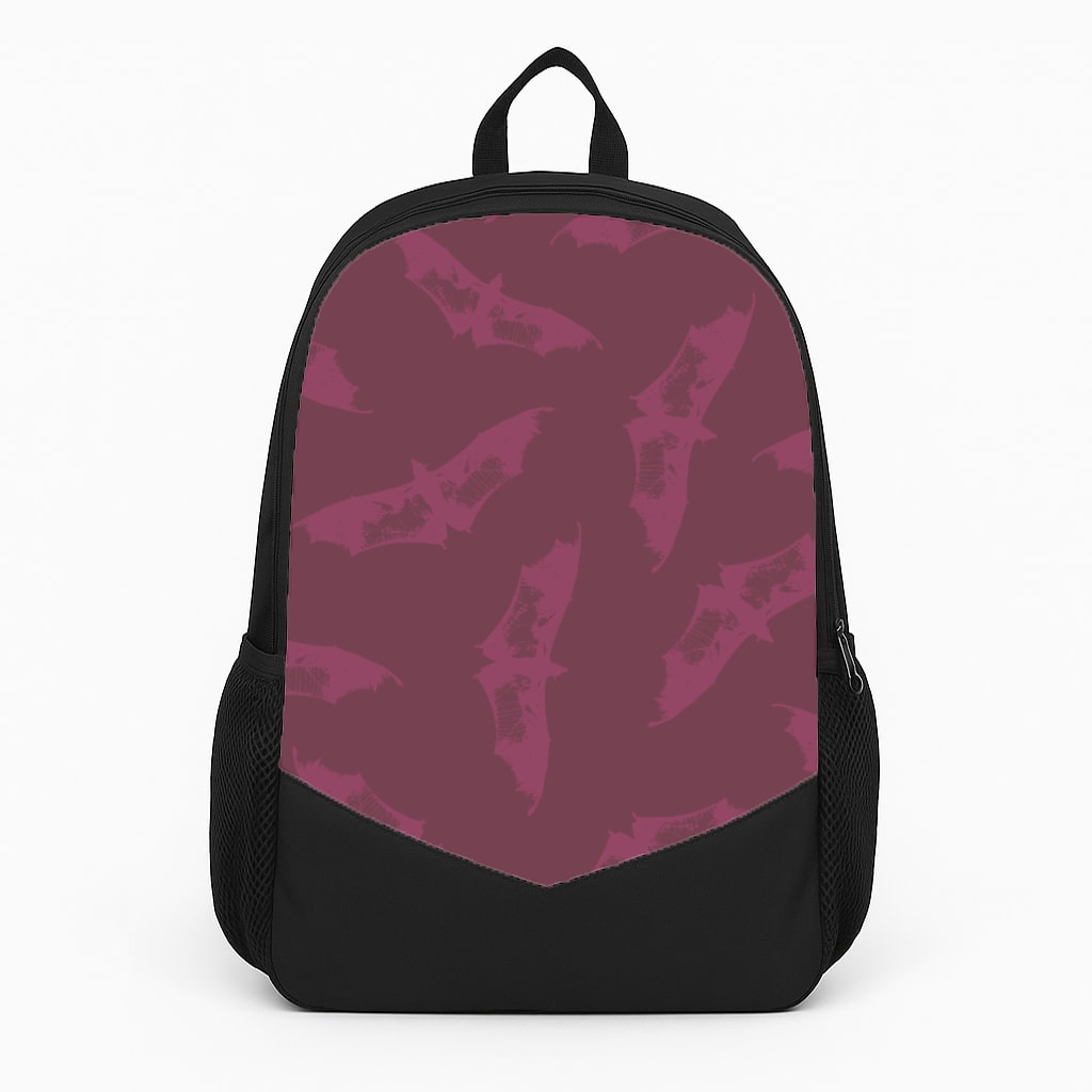 Dark Pink Bats Pattern Large Backpack