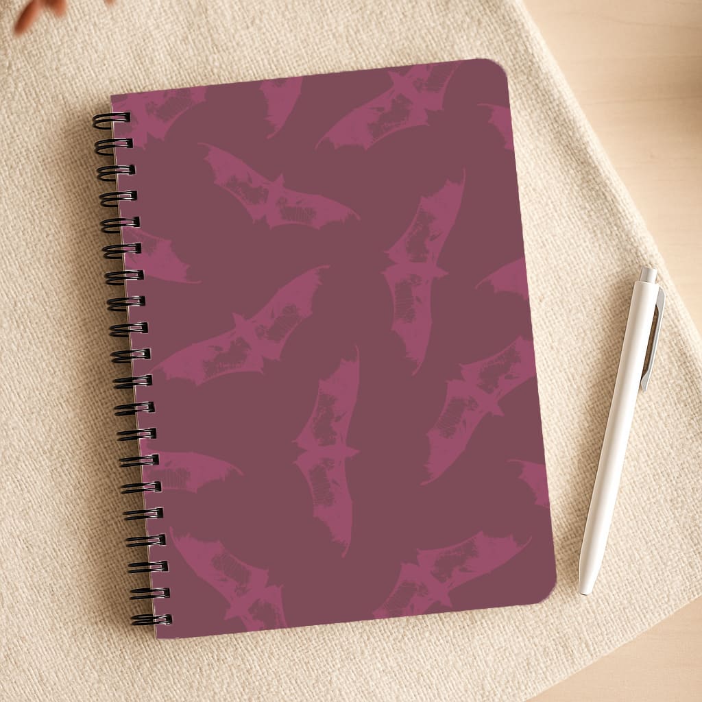 Dark Pink Bats Pattern Notepad