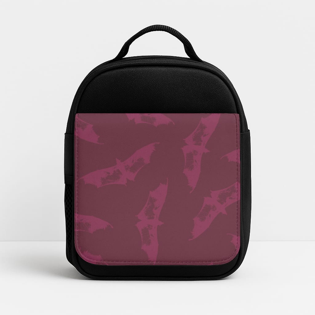 Dark Pink Bats Pattern Insulated Lunchbox