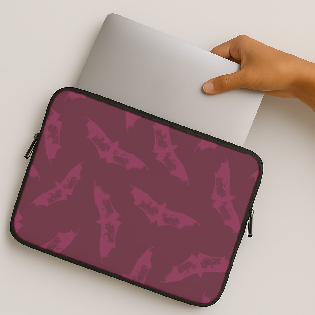 Dark Pink Bats Pattern MacBook Case