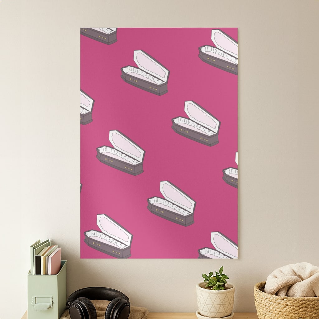 Bright Pink Coffin Pattern Poster