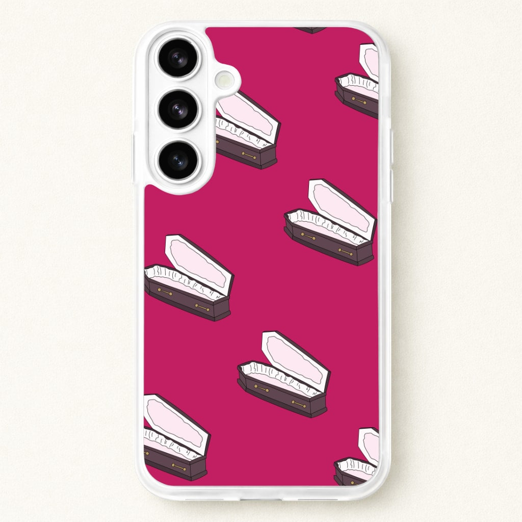 Bright Pink Coffin Pattern Phone Case for Galaxy S26