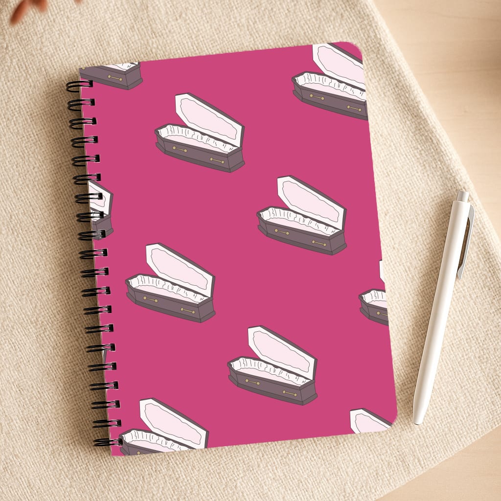 Bright Pink Coffin Pattern Notepad