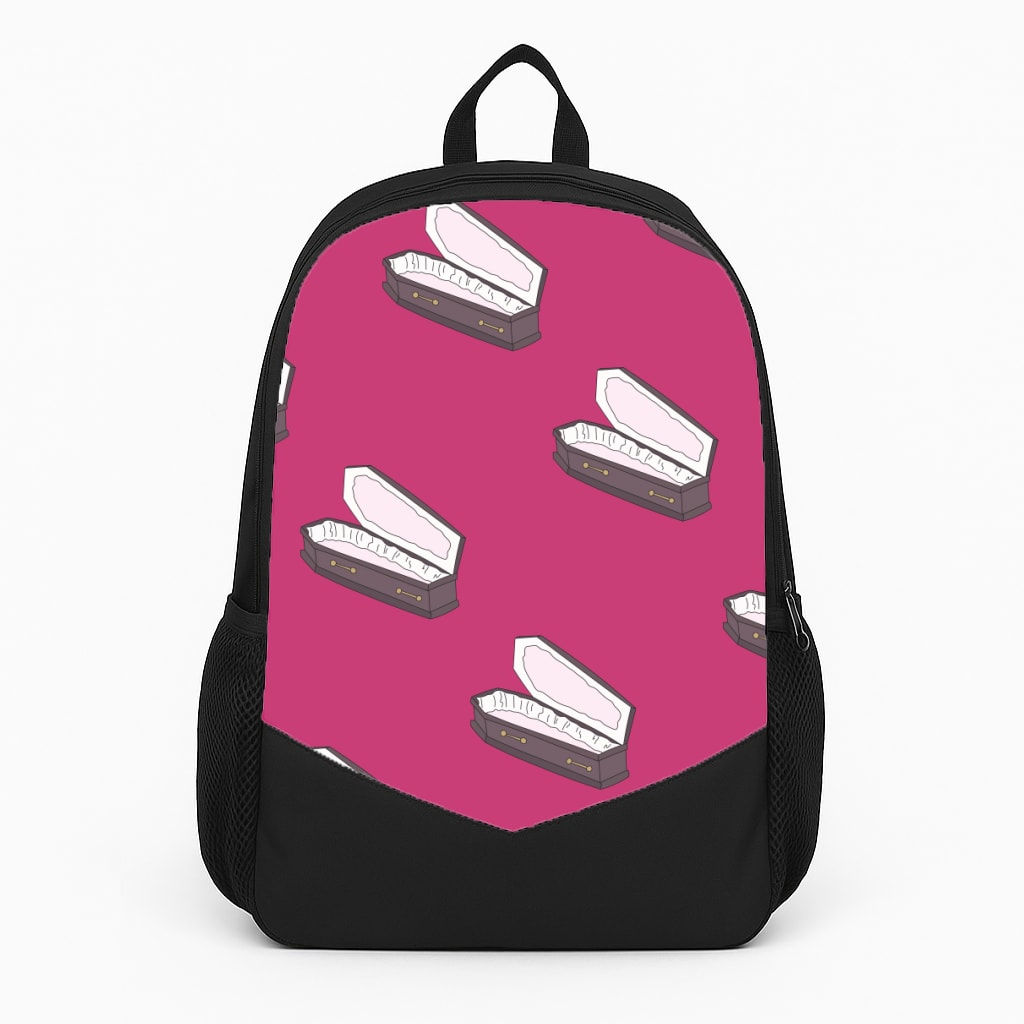 Bright Pink Coffin Pattern Large Backpack