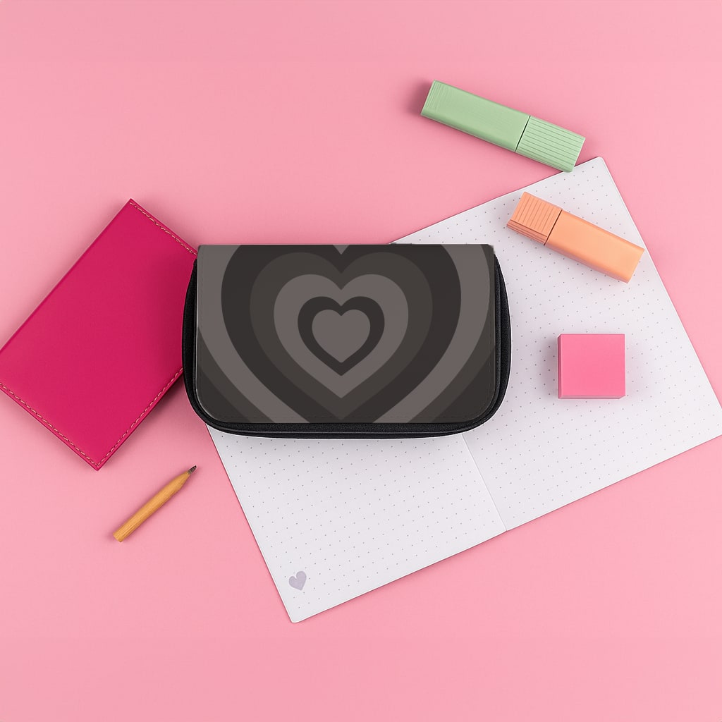 Abstract Black Heart Pencil Case