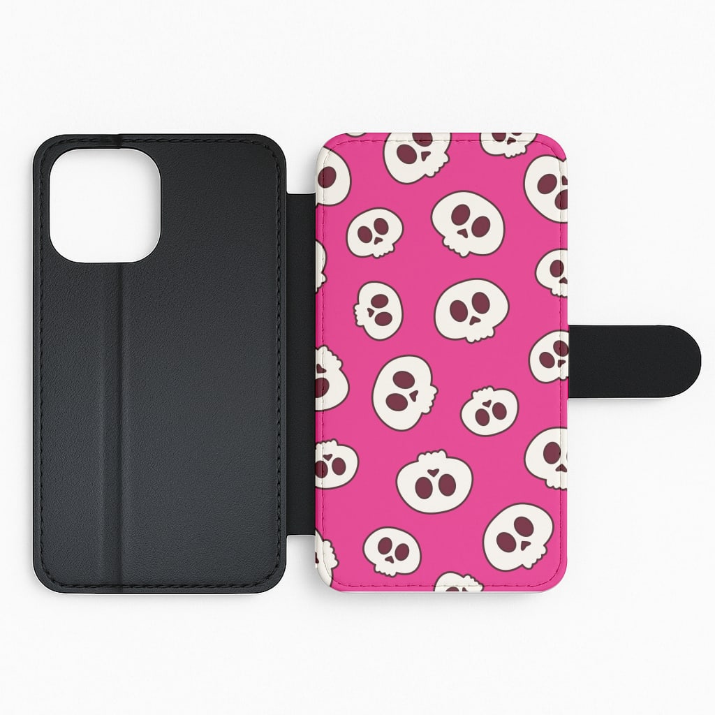 Pink Skulls Pattern Flip Phone Case