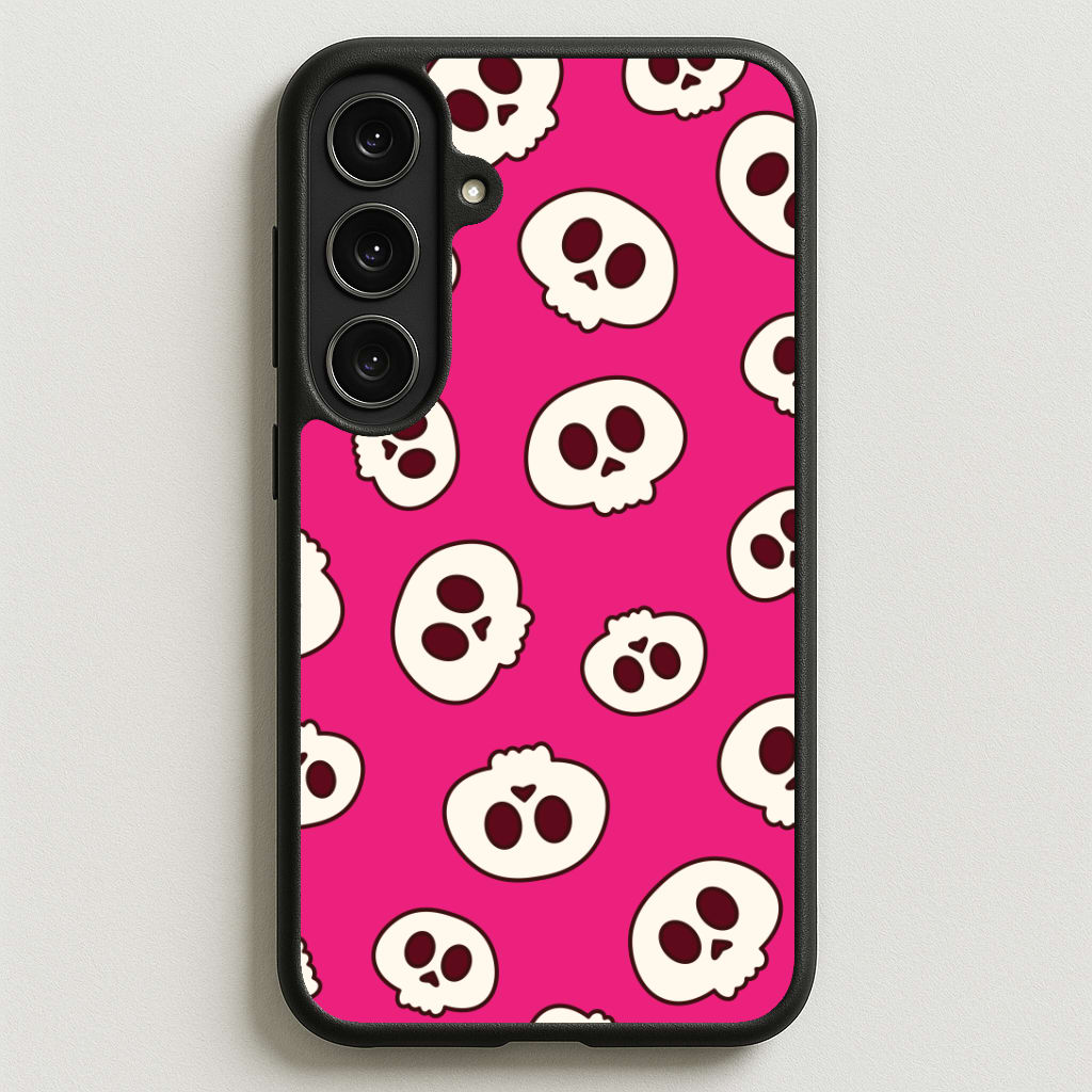 Pink Skulls Pattern Phone Case for Galaxy S25FE