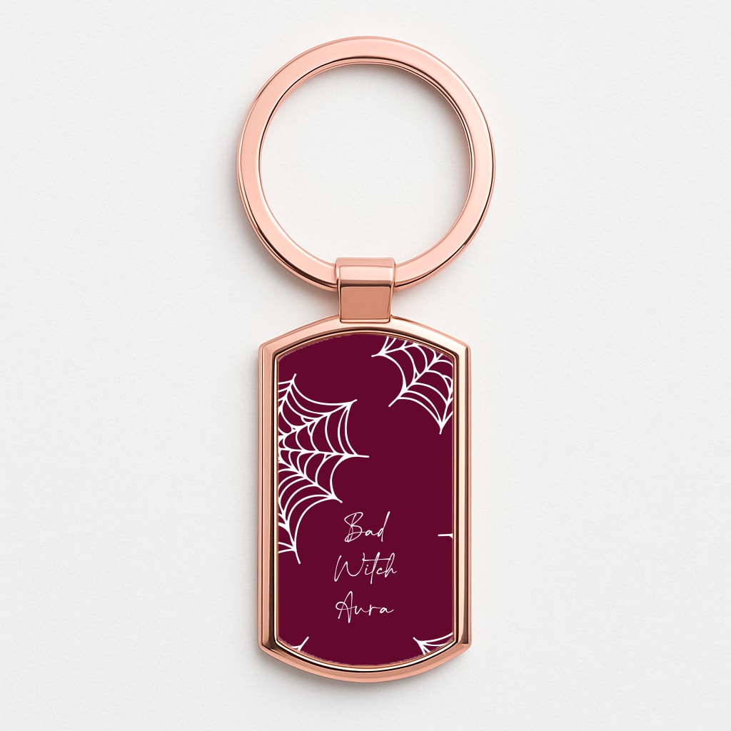 Bad Witch Aura Spider Webs Rose Gold Keyring