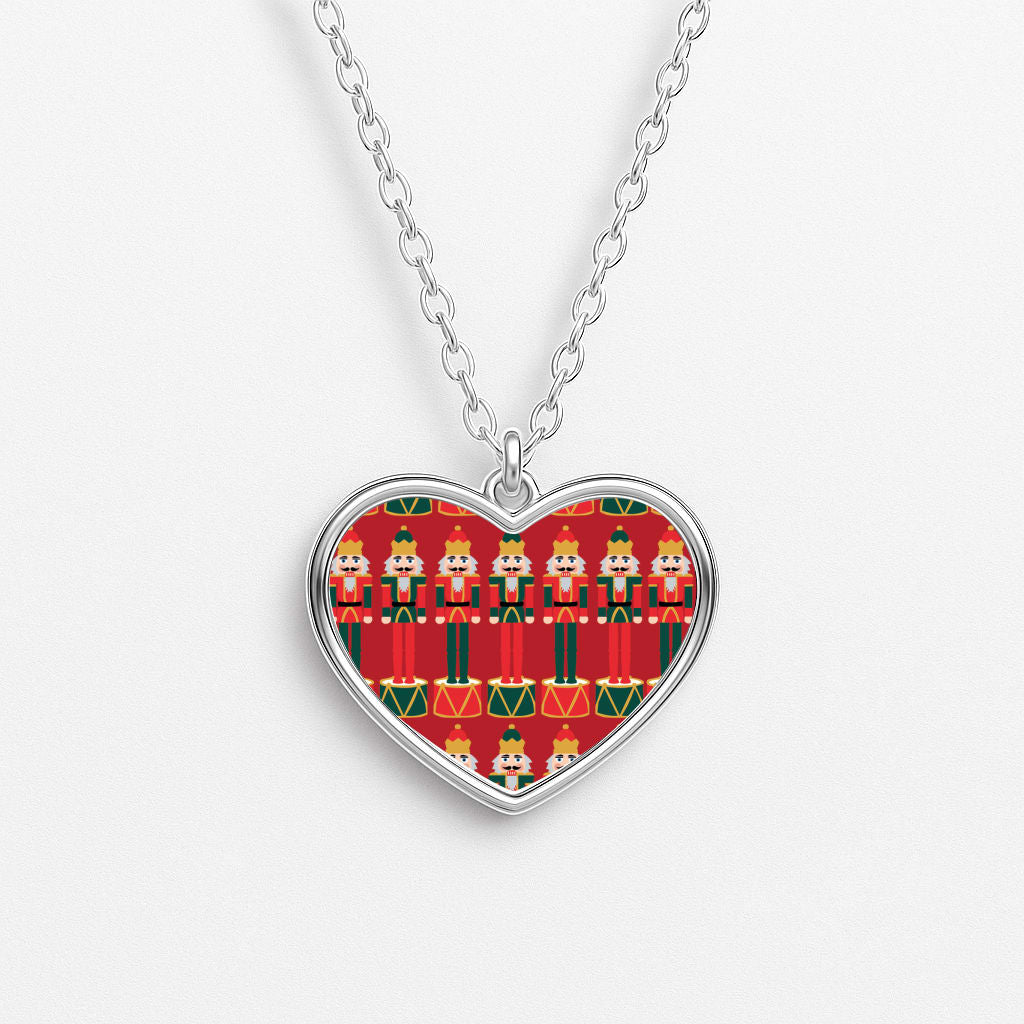 Nutcracker - Christmas Patterns Heart Necklace