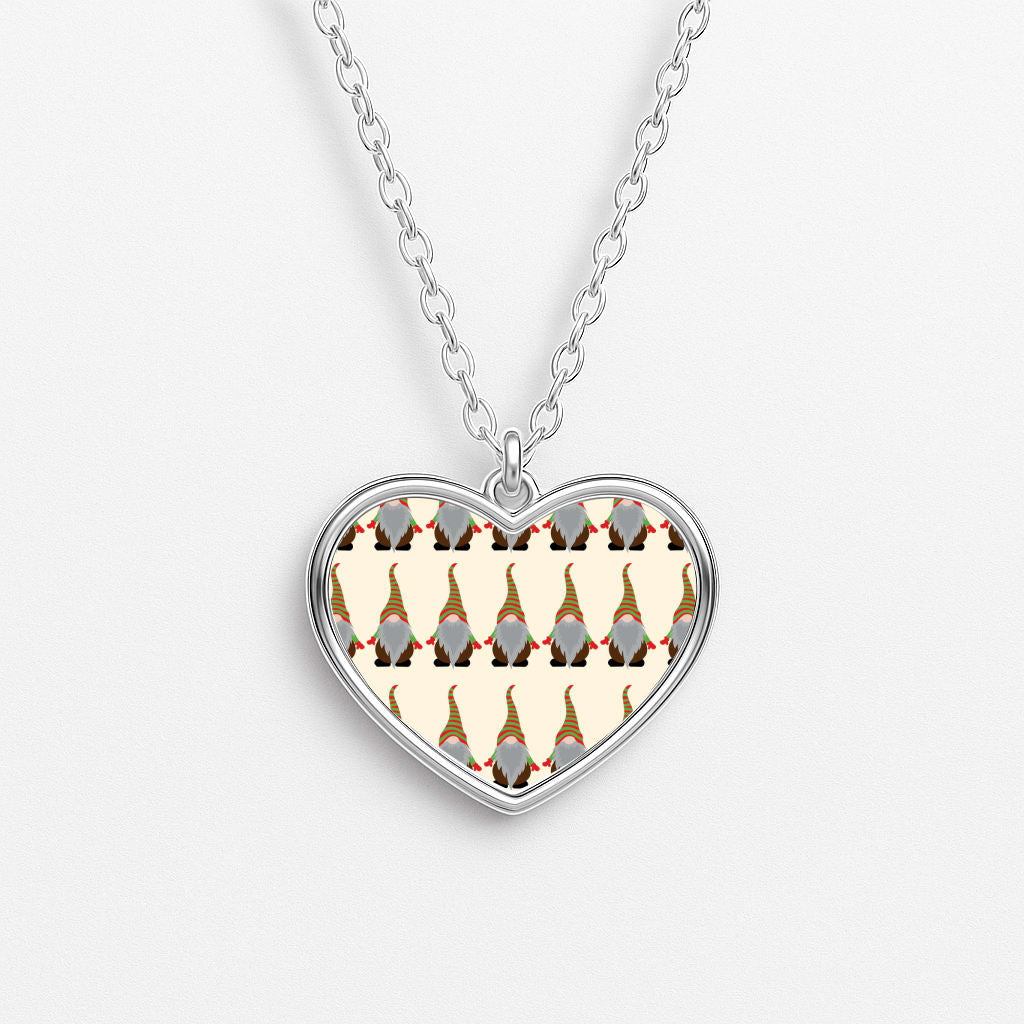 Gonks - Christmas Patterns Heart Necklace