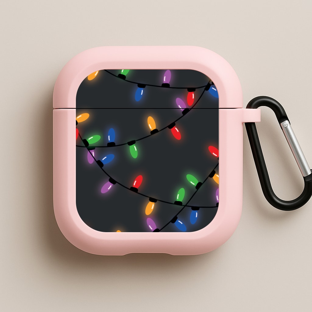 Rainbow Lights - Christmas Patterns Pink AirPods Case