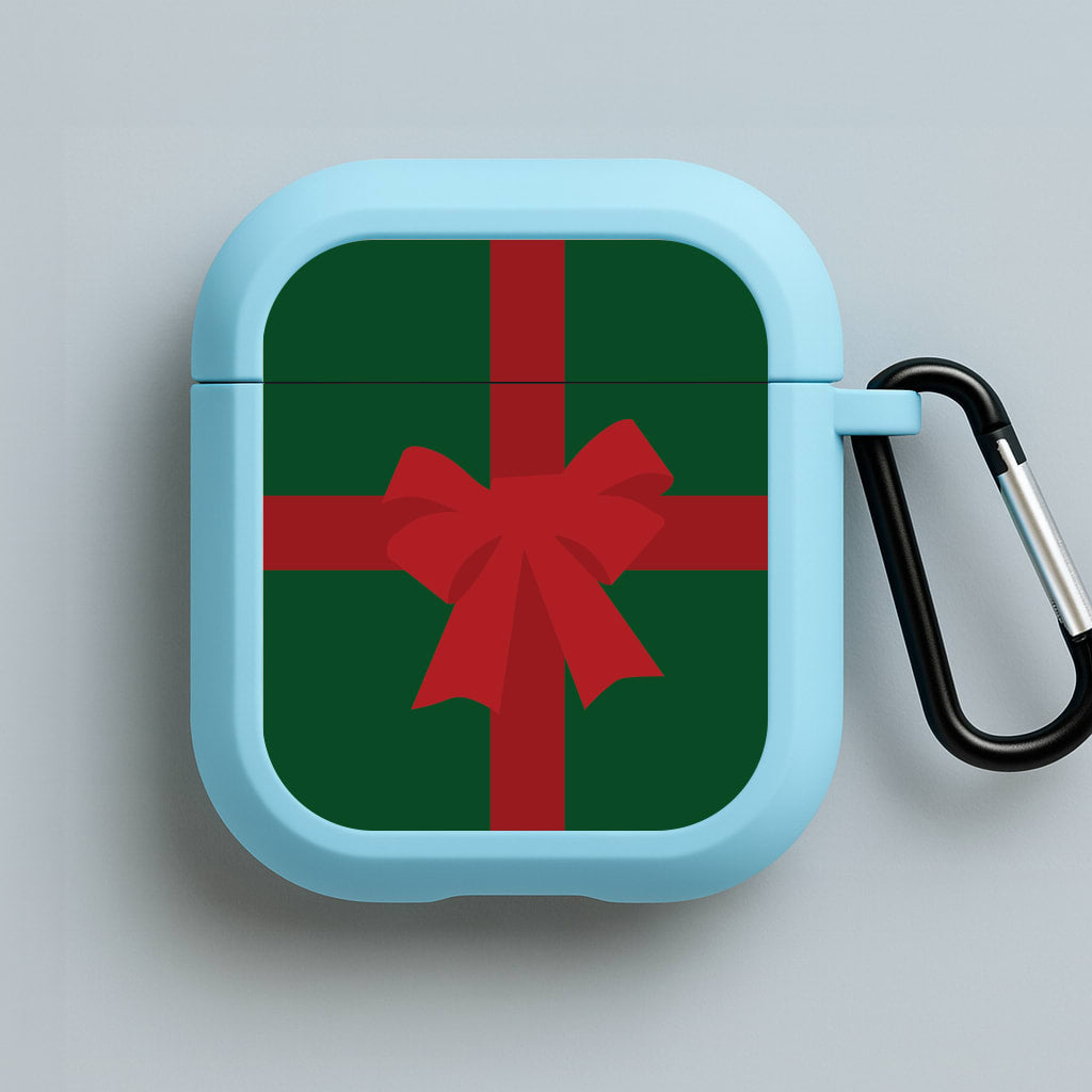 Xmas Bow - Christmas Patterns Blue AirPods Case