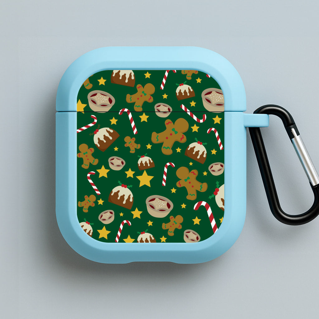 Festive - Christmas Patterns Blue AirPods Case