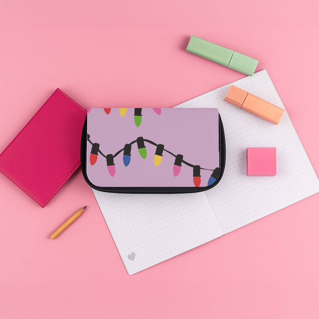 Pink Lights - Christmas Patterns Pencil Case
