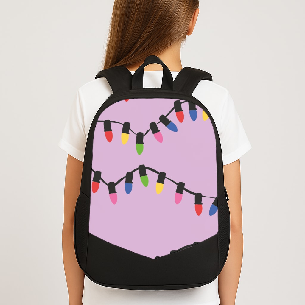 Pink Lights - Christmas Patterns Large School Bag