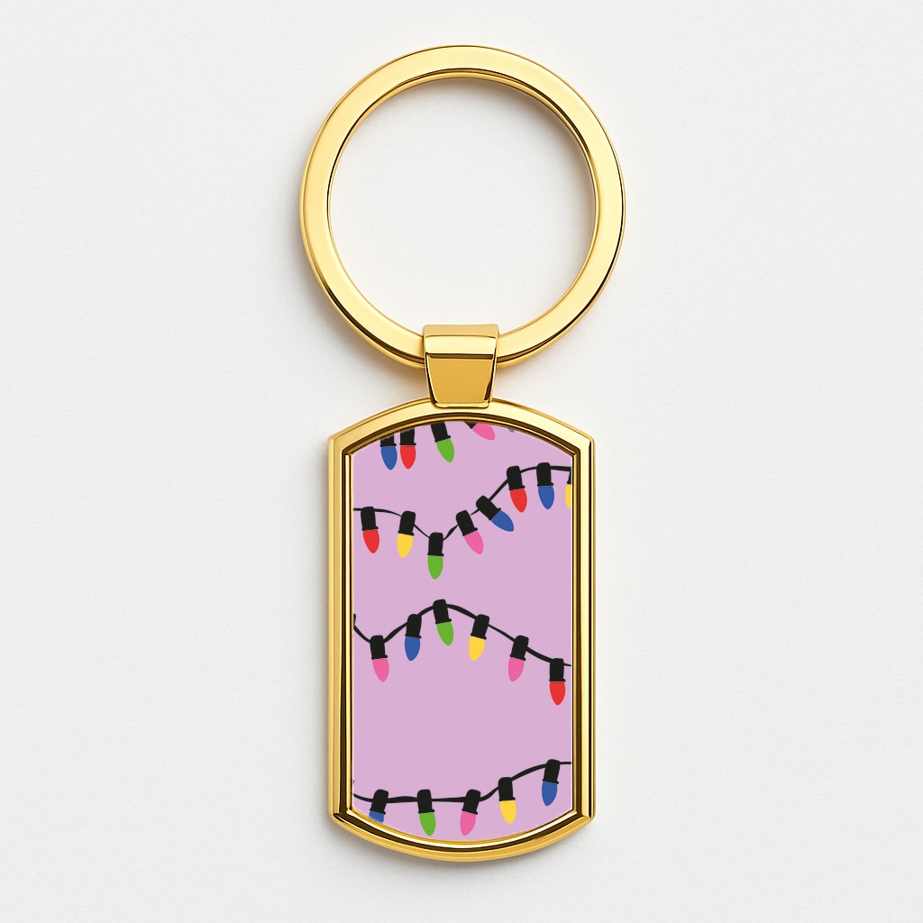 Pink Lights - Christmas Patterns Gold Keyring