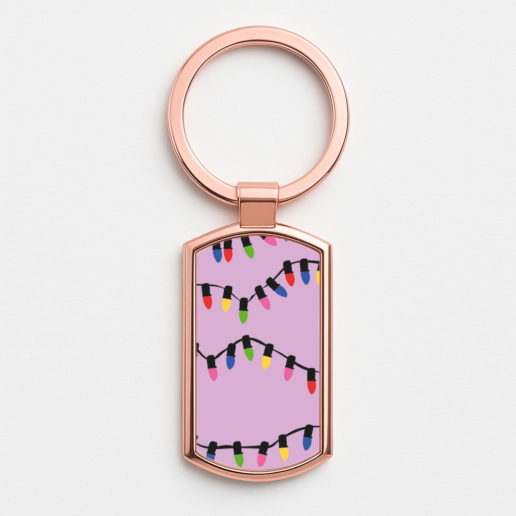 Pink Lights - Christmas Patterns Rose Gold Keyring