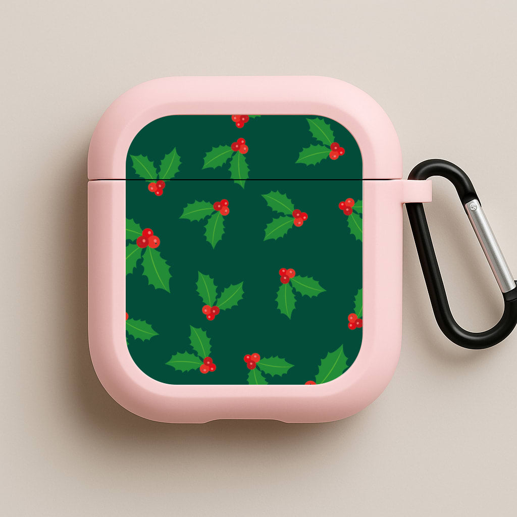 Holly - Christmas Patterns Pink AirPods Case