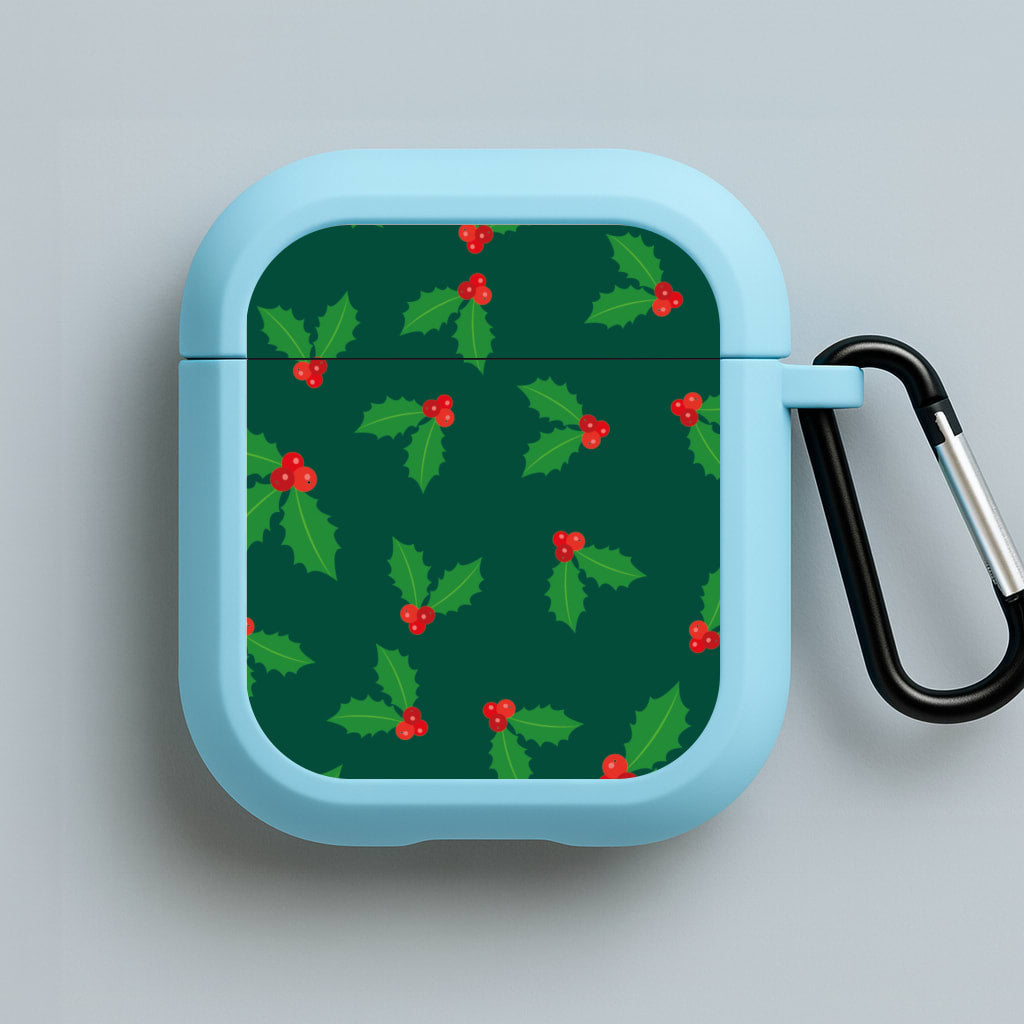 Holly - Christmas Patterns Blue AirPods Case