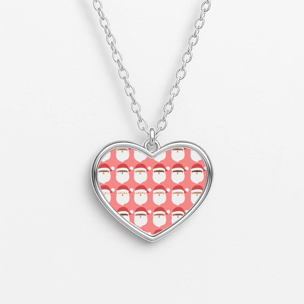 Santa Pattern - Christmas Patterns Heart Necklace
