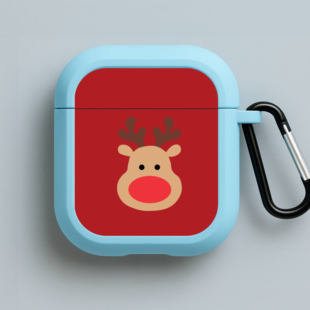 Rudolph Face - Christmas Blue AirPods Case
